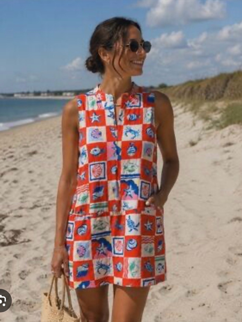 Magaschoni Farm S Red Floral Rio Chain Stripes Mini Dress Anthropologie Cotton